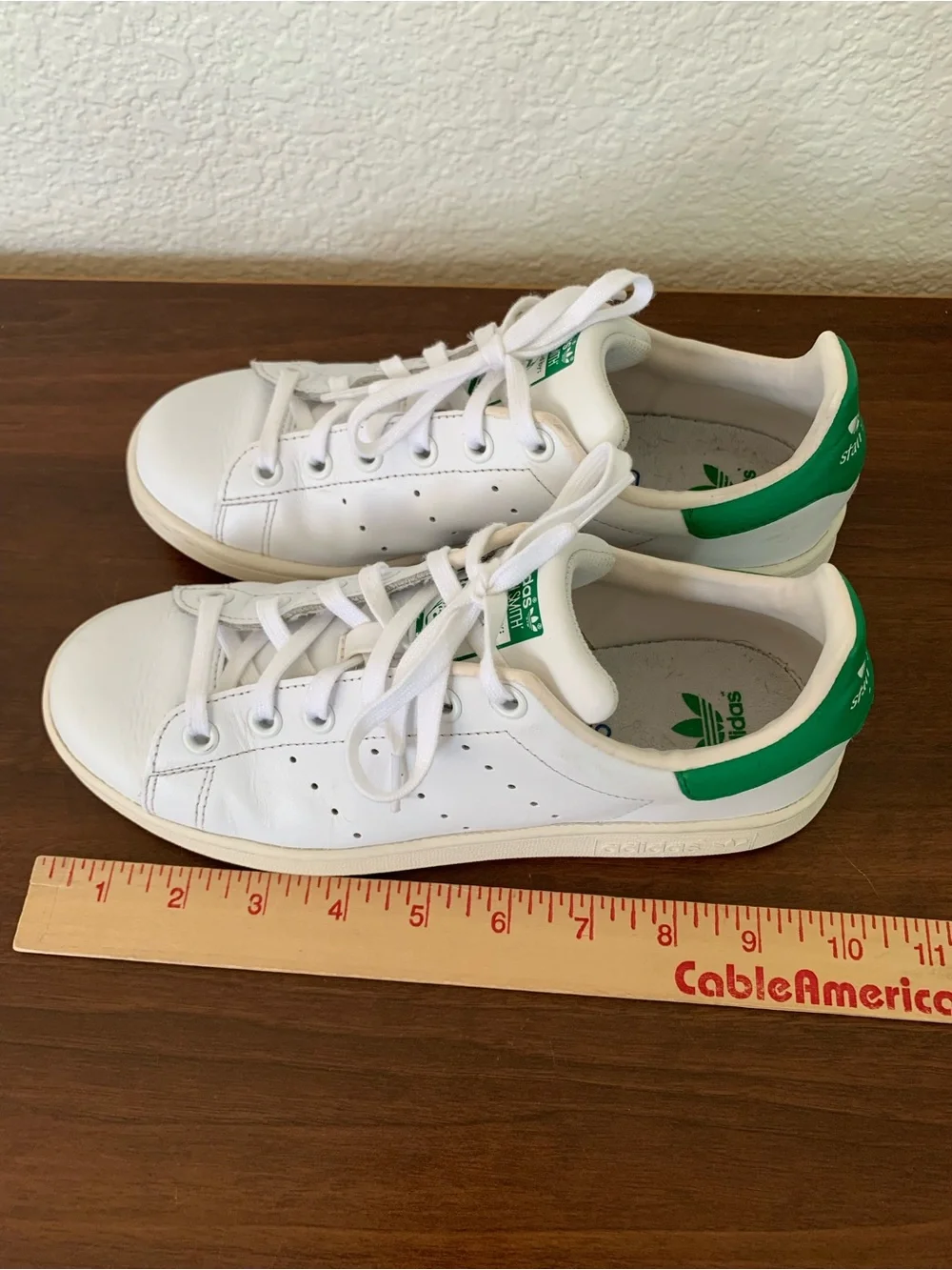 Adidas Stan Smith Women's White/Green Leather Low Top Lace-Up Sneaker Sz 6.5 - 7